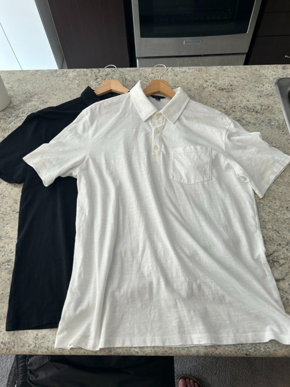 RW&CO. Men's Supima Cotton Polo Shirt (Pair) Black & White – Size Large (both)